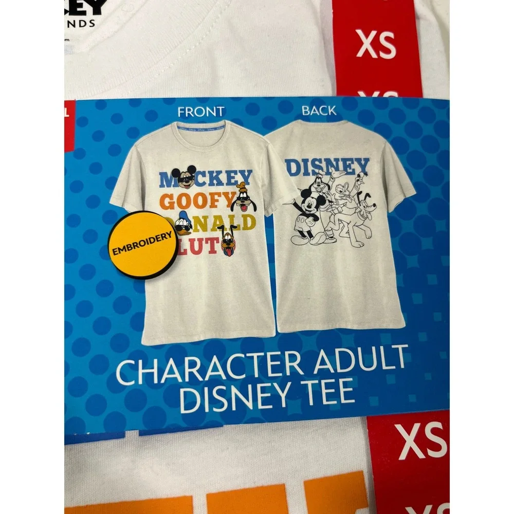 Disney Mickey & Friends Character Tee Unisex White XS Embroidered Nostalgia Trip